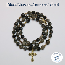 Load image into Gallery viewer, Black Network Stone Rosary Bracelet
