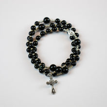 Load image into Gallery viewer, Black Obsidian Eye Stone Rosary Bracelet