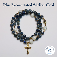 Load image into Gallery viewer, Blue Reconstituted Shell Rosary Bracelet