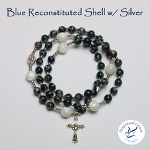 Load image into Gallery viewer, Blue Reconstituted Shell Rosary Bracelet