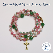 Load image into Gallery viewer, Green & Red Mixed Jade Rosary Bracelet