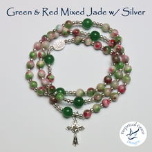Load image into Gallery viewer, Green & Red Mixed Jade Rosary Bracelet