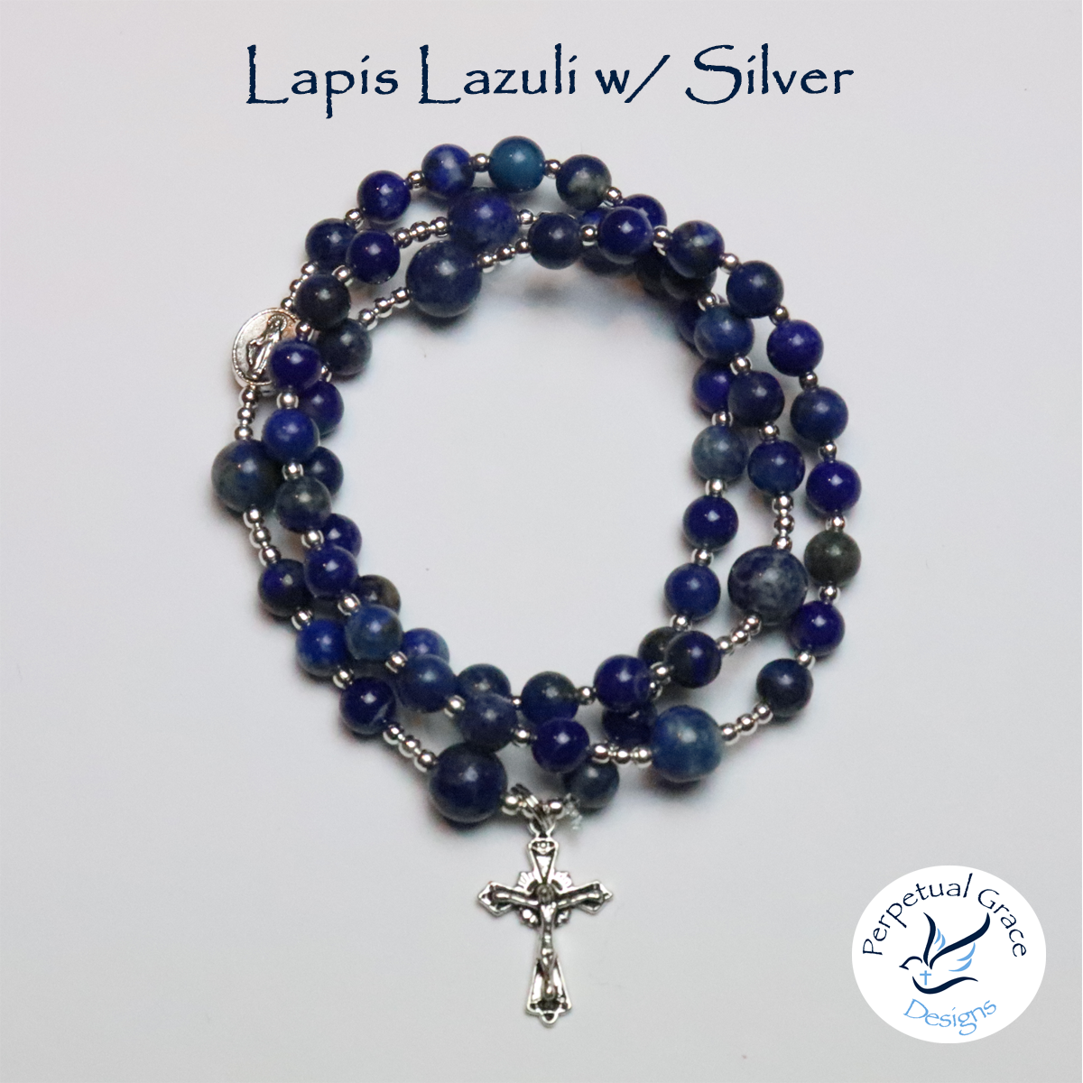 Connemara Marble Lapis Blue Rosary Bead Bracelet