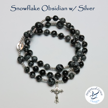 Load image into Gallery viewer, Snowflake Obsidian Rosary Bracelet
