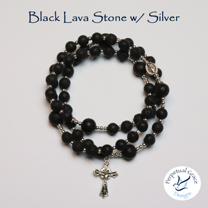 Black Lava Stone Rosary Bracelet