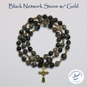 Black Network Stone Rosary Bracelet