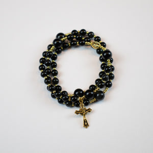 Black Obsidian Eye Stone Rosary Bracelet