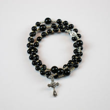 Load image into Gallery viewer, Black Obsidian Eye Stone Rosary Bracelet
