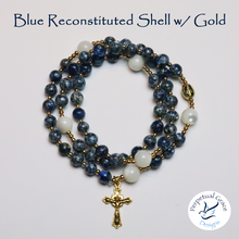 Load image into Gallery viewer, Blue Reconstituted Shell Rosary Bracelet
