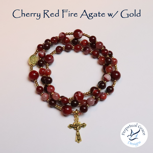 Cherry Red Fire Agate Rosary Bracelet