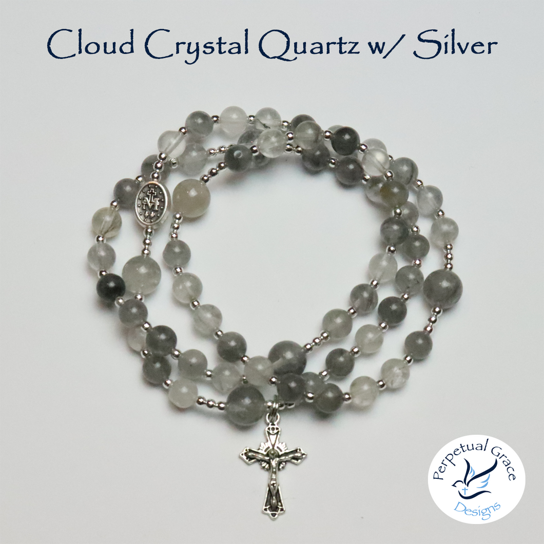 Cloud Crystal Quartz Rosary Bracelet