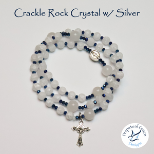 Crackle Rock Crystal w/ White Quartzite Rosary Bracelet