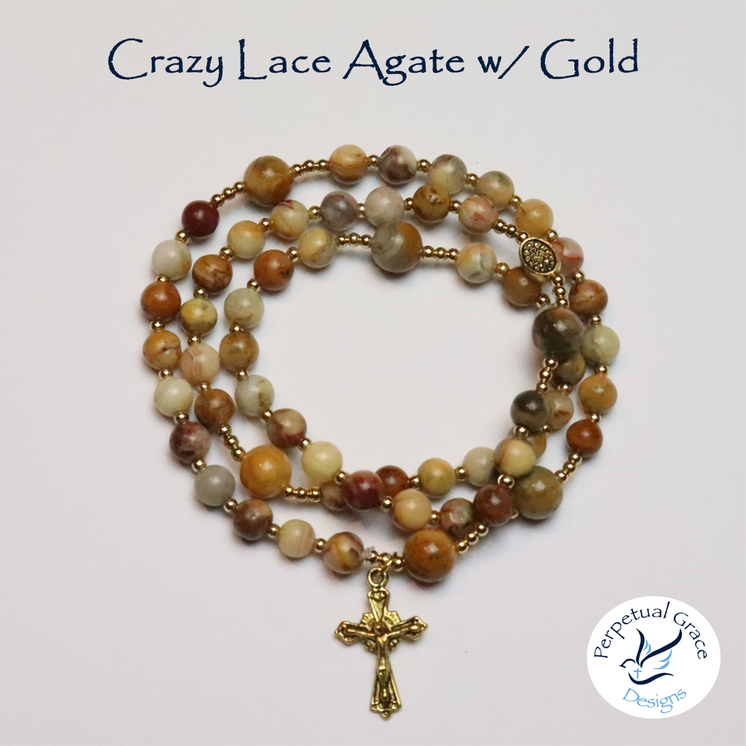 Crazy Lace Agate Rosary Bracelet
