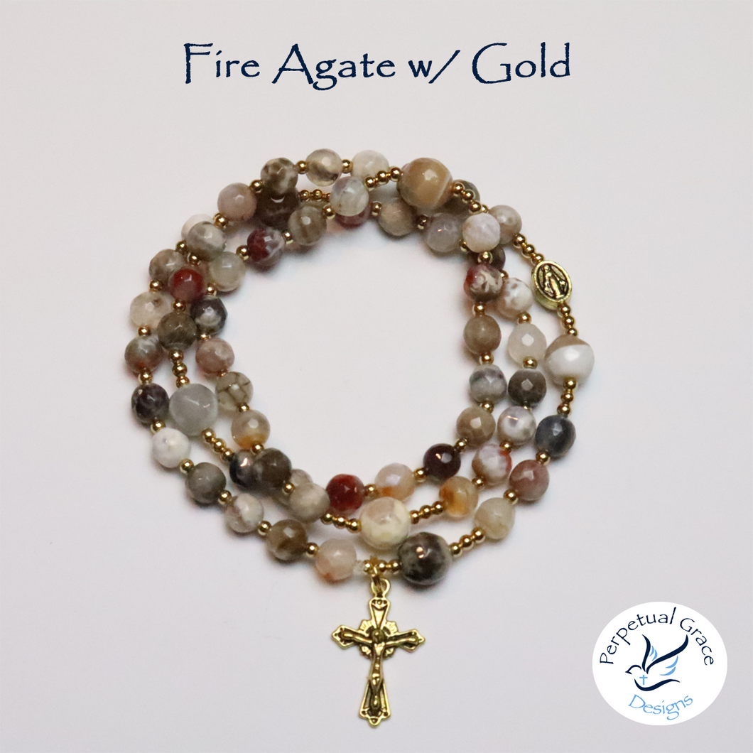 Fire Agate Rosary Bracelet