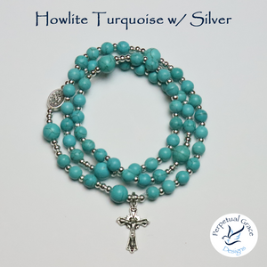 Howlite Turquoise Rosary Bracelet
