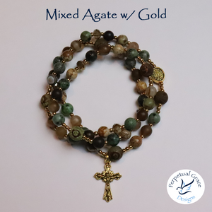 Mixed Agate w/ Glass Rosary Bracelet