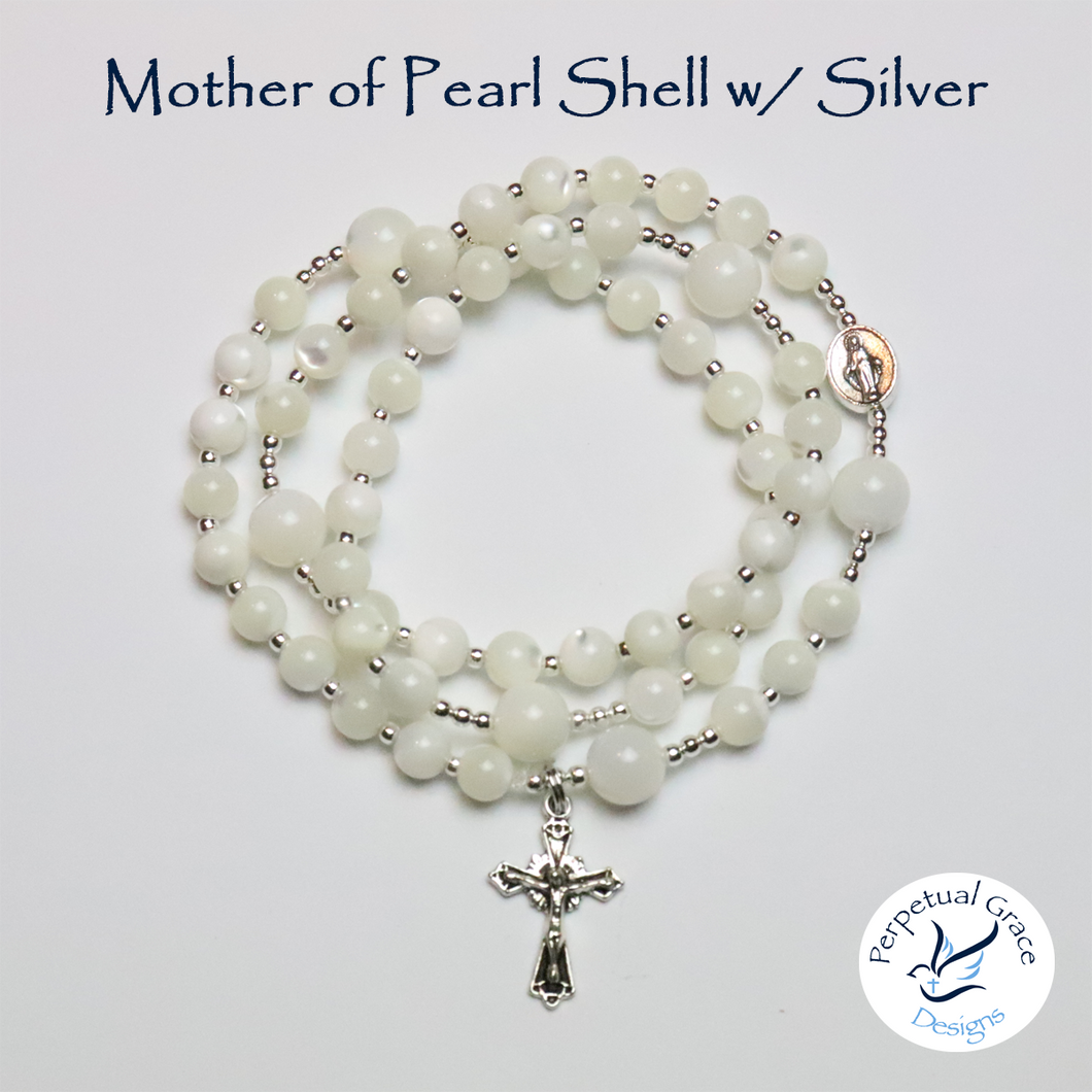 Mother of Pearl Shell Rosary Bracelet