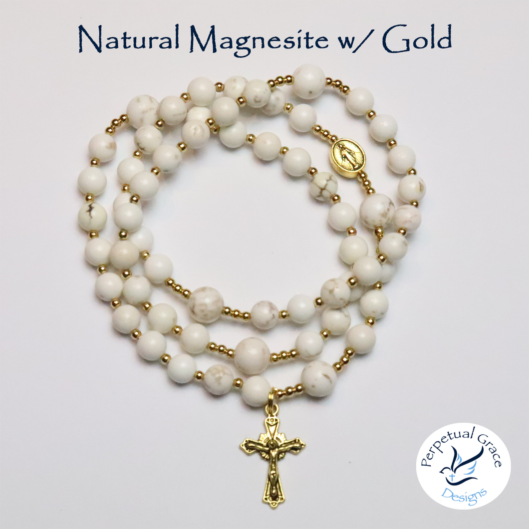 Natural Magnesite Rosary Bracelet