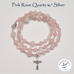Pink Rose Quartz Rosary Bracelet