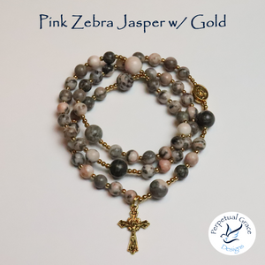 Pink Zebra Jasper Rosary Bracelet