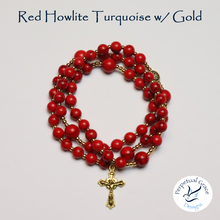 Load image into Gallery viewer, Red Howlite Turquoise Rosary Bracelet
