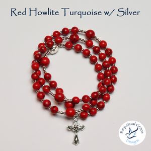Red Howlite Turquoise Rosary Bracelet