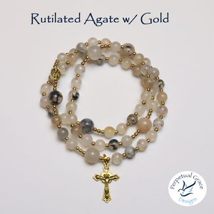 Rutilated Agate Rosary Bracelet