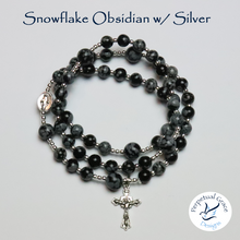 Load image into Gallery viewer, Snowflake Obsidian Rosary Bracelet
