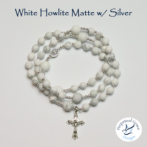 White Howlite Matte Rosary Bracelet