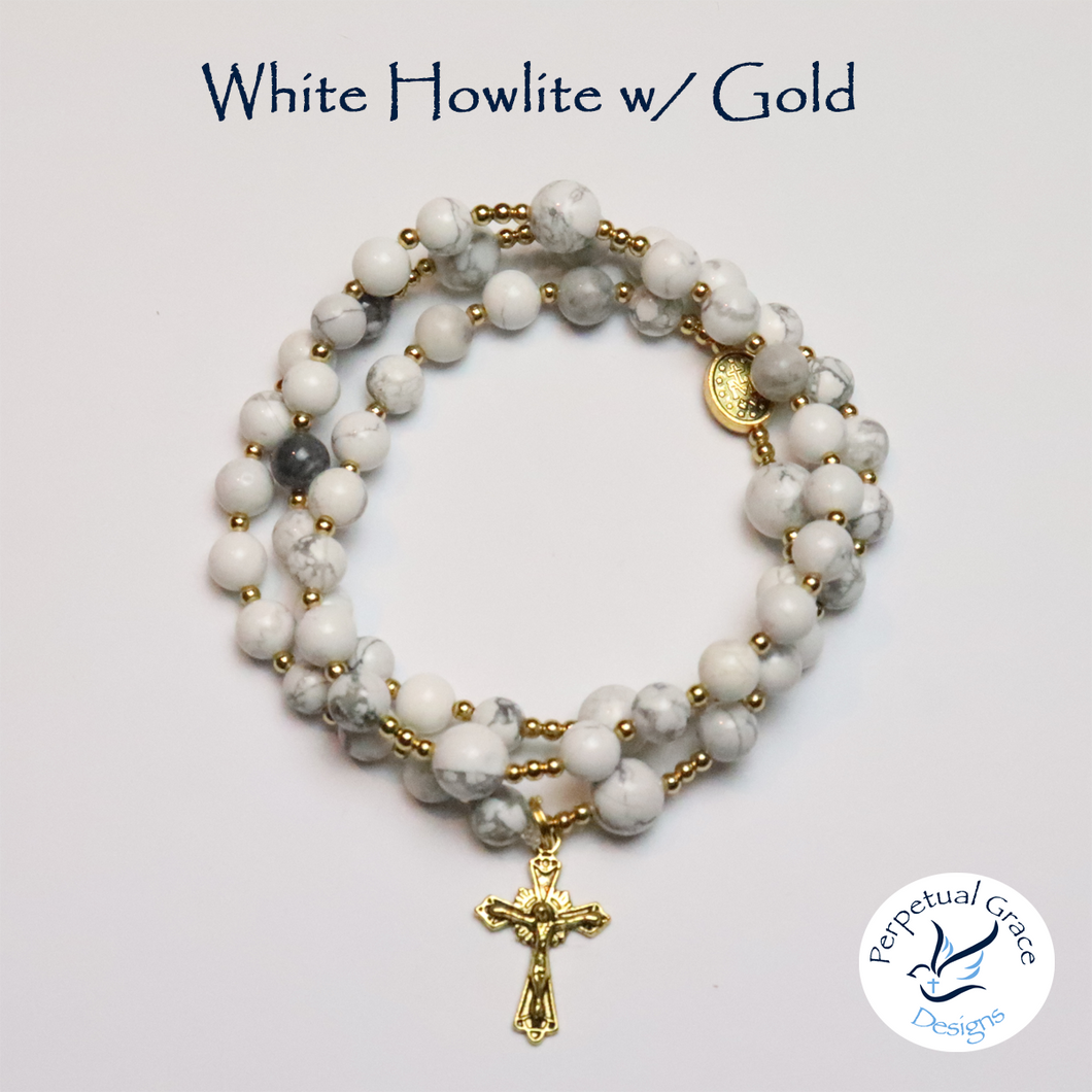 White Howlite Rosary Bracelet