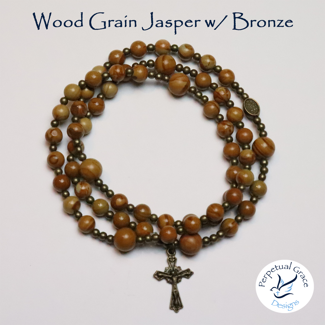 Wood Grain Jasper Rosary Bracelet