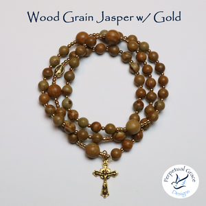 Wood Grain Jasper Rosary Bracelet